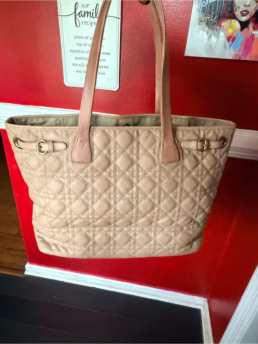 Dior Quilted Beige Tote Bag with Gold Hardware - Picture 2 of 14